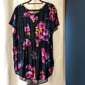 Black flowered hi-low blouse from Torrid
